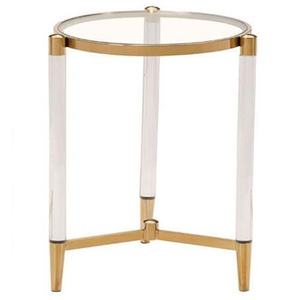Hot Selling Round Side Table Gold Acrylic Table Stainless Steel Brass Table