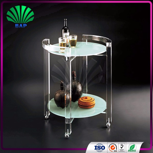Plexiglass Acrylic Serving Trolley Home Use with Handle Insert