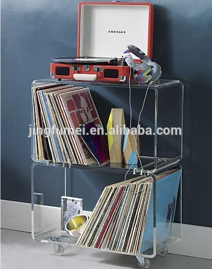 Luxury Acrylic Clear Lucite Plastic Transparent Book Trolley Home Use