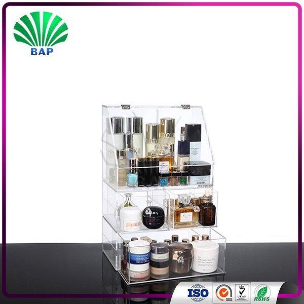 Clear Acrylic Displays Cosmetic Organiser with Drawers Lucite Makeup Stands