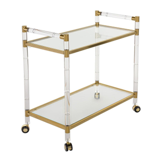 Modern Acrylic Hotel Housekeeping Storage Wheels Lucite Drinks Tea Carts Trolleys