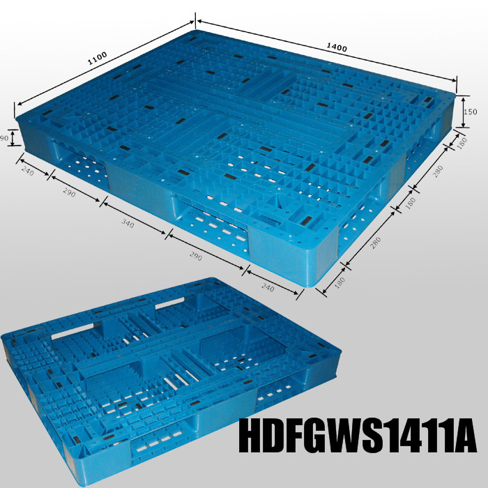 Palé de plástico de perímetro completo apilable L1400 * W1100 * H150