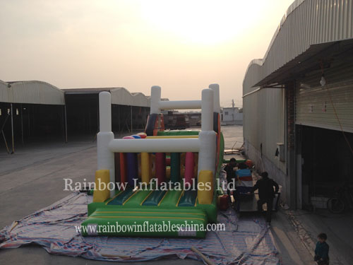 RB5062 （14x4m） Inflatable Commercial Kids Obstacle Course For Sale,Inflatable Castle Obstacle For Sale