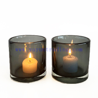 High Quality Shiny Smoky Gray Votive Handblown Glass Candle Jar
