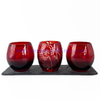 Hot Sale Popular Hand Carved Overlay Copper Red Glass Drinking Cup