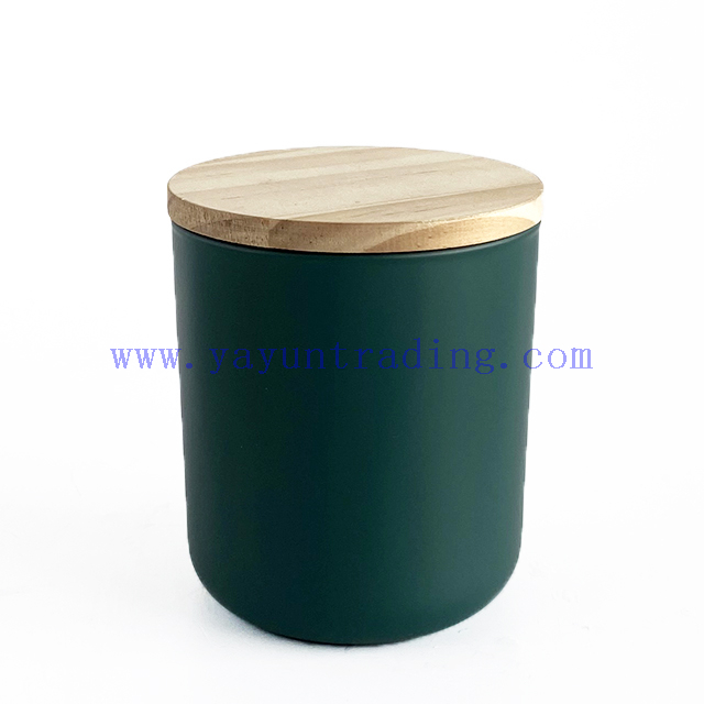 Customized luxury 8oz empty matte green glass candle jar with lid