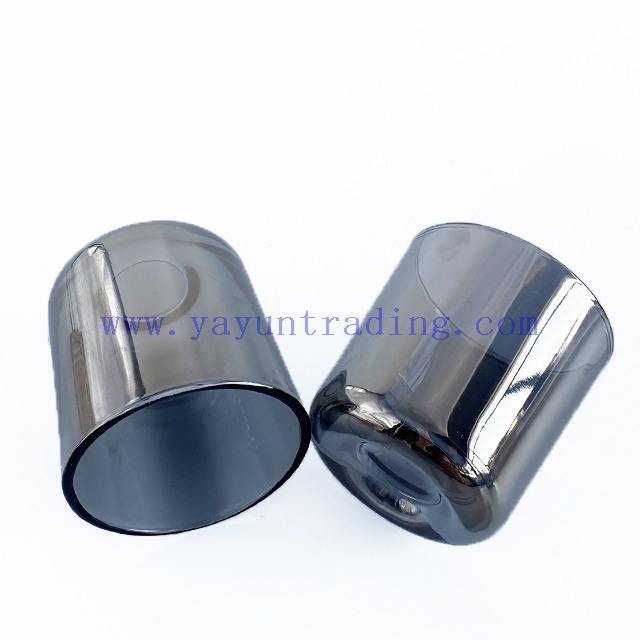 Custom Empty Glossy Gray Glass Candle Holder for Decor With Ceramic Lid