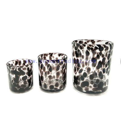 Set of 3 Black Tortoise Shell Print Candles Glass Jars