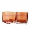 Cute Candle Jars Transparent Glass Square Blue Decorative Candle Jars