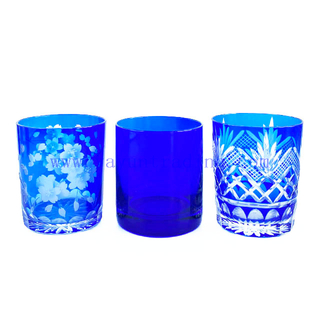 Hot Sale Blue Cylinder Shaped Shot Glass Cup/ Cocktail Juice Glass Cup