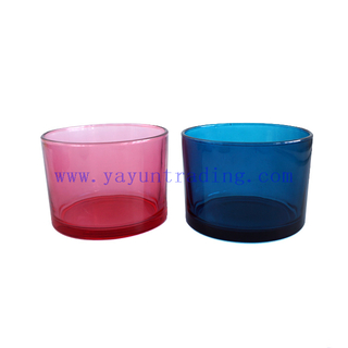 450ml Colorful Translucent Cylinder Tumbler Glass Candle Holder with Wooden Lids