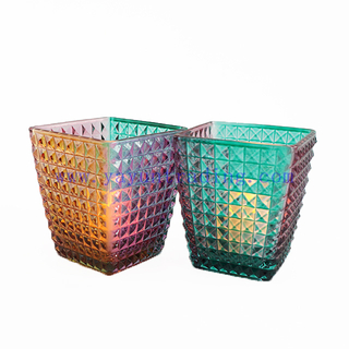 High Quality Square Glass Candle Holder With Stone Lid For Home Decor