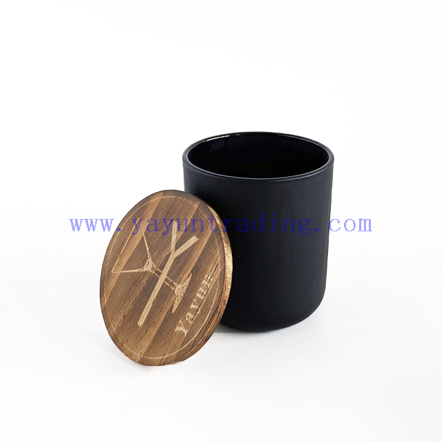 247ml 8oz Matte Black Glass Candle Jar with Different Lids
