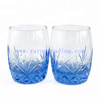 Customized Blue Hot Selling Glassware Fancy Machine Made Glass Cup