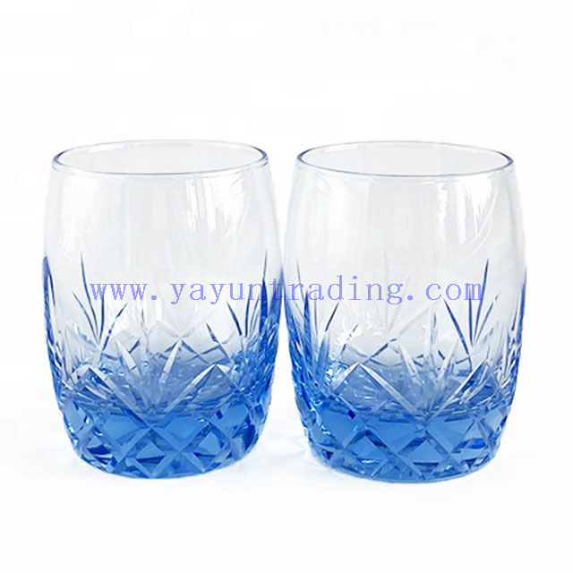 Customized Blue Hot Selling Glassware Fancy Machine Made Glass Cup
