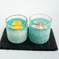 Wholesale 8oz 10oz handmade grey green sandblasted glass candle tumbler jar for candle wax