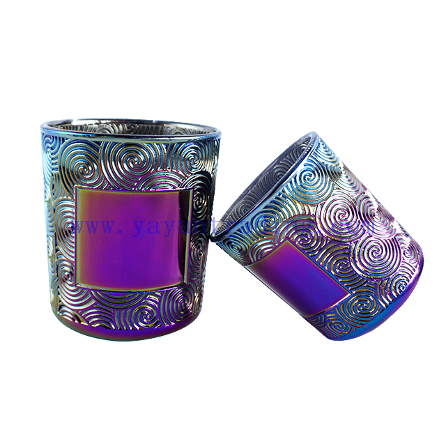Special Design Electroplated Gredient Glass Candle Cup for Decoration