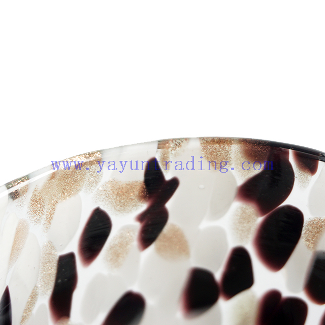 Yayun leopard Votive Candle Holder Hand Blown Art Glass in white black gold-dust spots Mix design