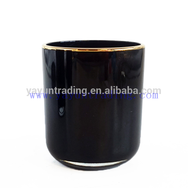 Hot Sale 8oz 12oz 16oz Empty Shiny Inisde Black Glass Candle Vessel