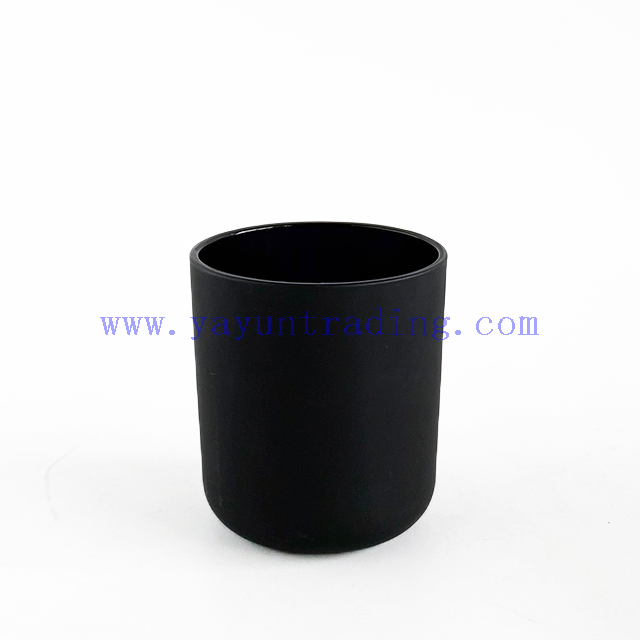 Matte Black Frosted Glass Candle Holder Jar With Bamboo Lids