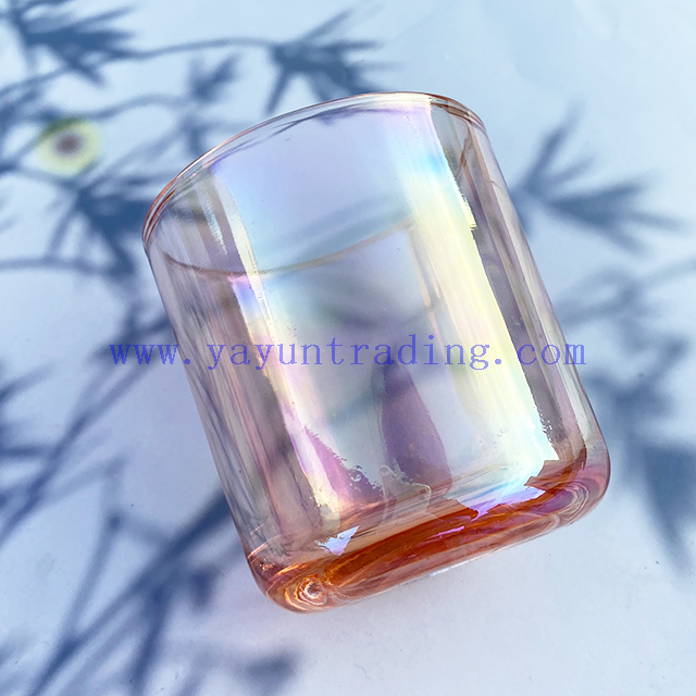 Wholesale Iridescent Translucent Pink Luxury Empty Glass Containers Pink Vessel