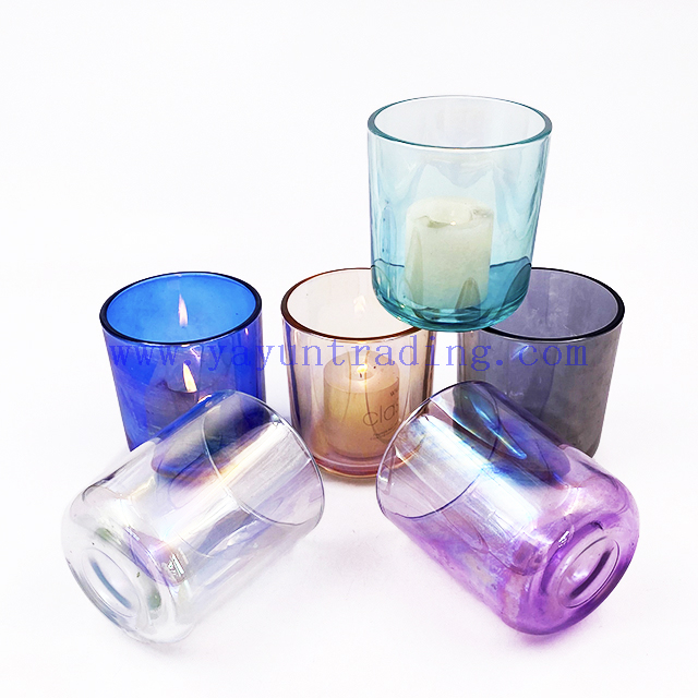 Wholesale 16oz Iridescent Candle Jar with Lid Round Bottom Popular Style Empty Vessels