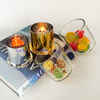 Custom Christmas Glass Candle Jar With Bell Cloche Dome Glass Candle Holders with Lid Electroplated Vessels