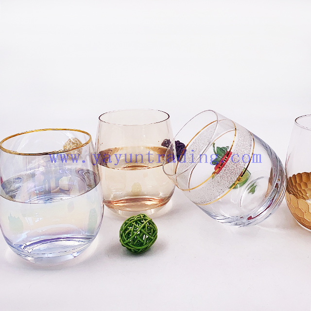 Clear Whisky Glass Stemless Wine Glasses Egg Shaped Glass Tumblers for Party Wholesale