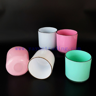 Custom Empty 16oz Colorful Candle Jars Vessel Container Glass Holder for Scented Candle Making with Silver Gold Rim