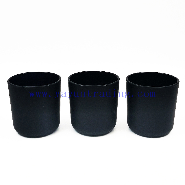 Luxury Custom 8oz Heat Resistant Black Color Candle Holder Empty Glass Candle Jar Vessel with Lid