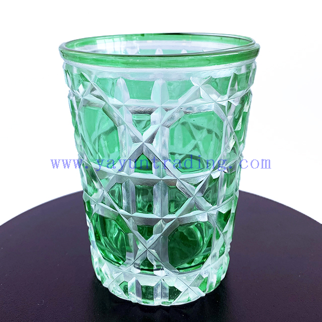 Delicate Hand Cut Ocean Blue Water Juice Milk Drinking Glass Cup