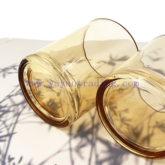 Wholesale Romantic Amber Tumbler Candle Jars Glass for Candle Making Glass Candle Holder