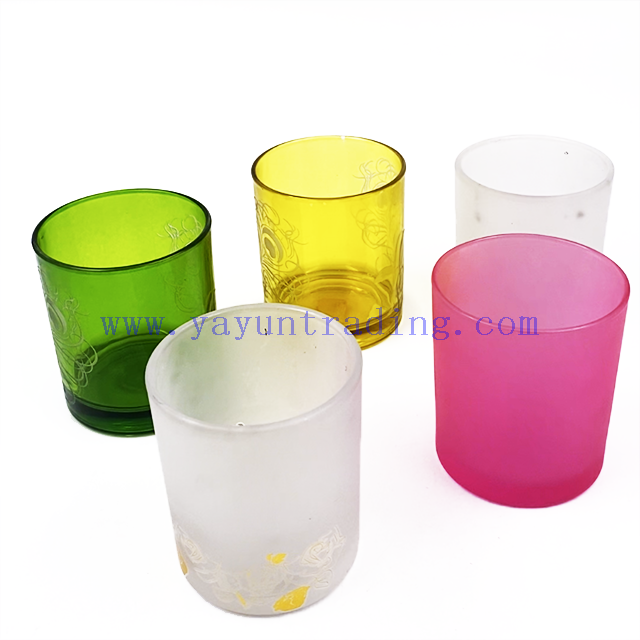 Empty Straight Side Glossy Frosted Custom Glass Candle Jar Holder for Candle Making