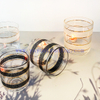 Round Clear Empty Glass Handmade Embossed Black White Circle Pattern Candle Jar