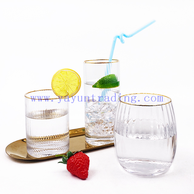 Japanese Cylinder Creative Transparent Vertical Stripes Glass Water Mug Wine Glass Tumblers