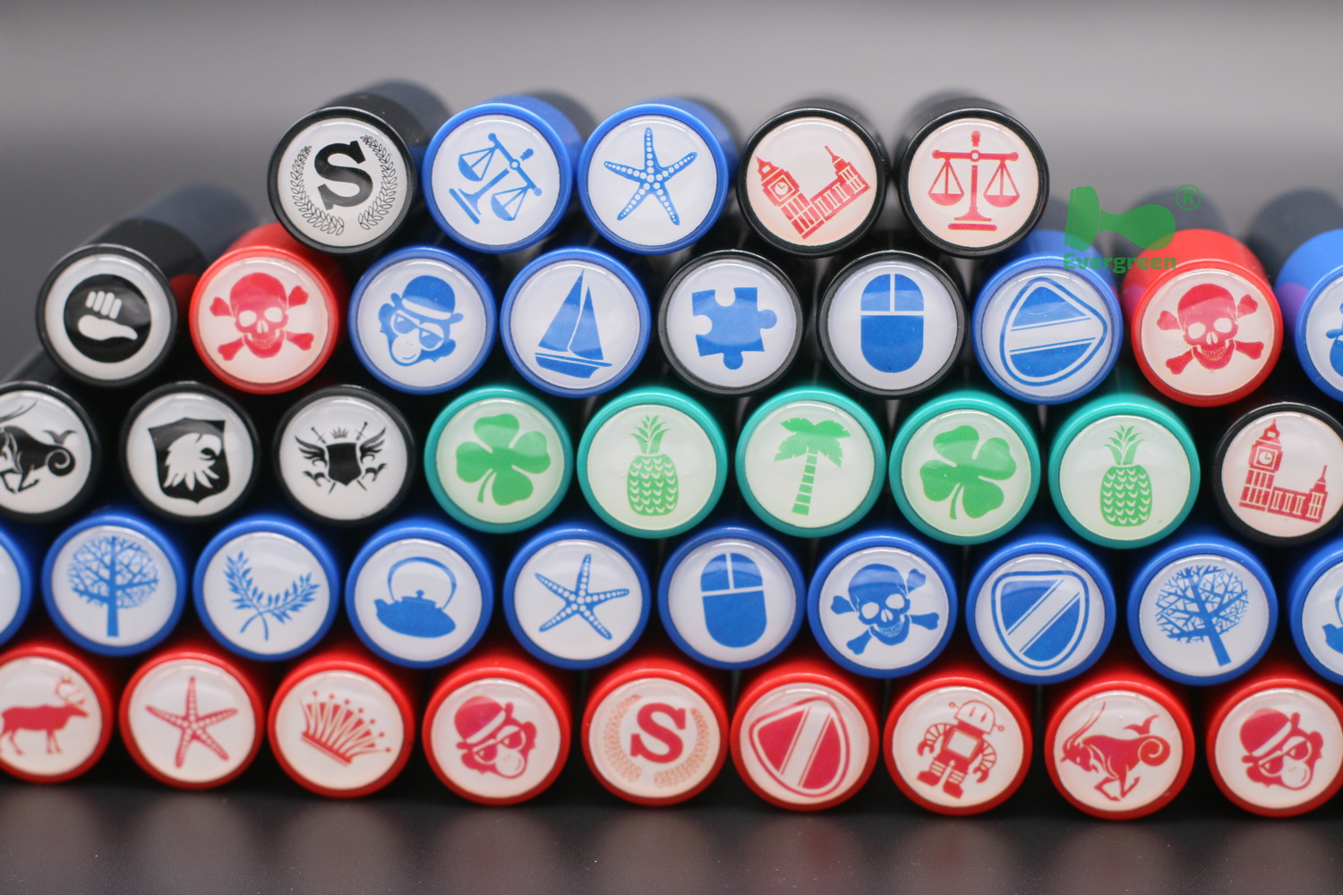 Plastic round golf ball stamps A11 Dia.11mm Various of imprints 