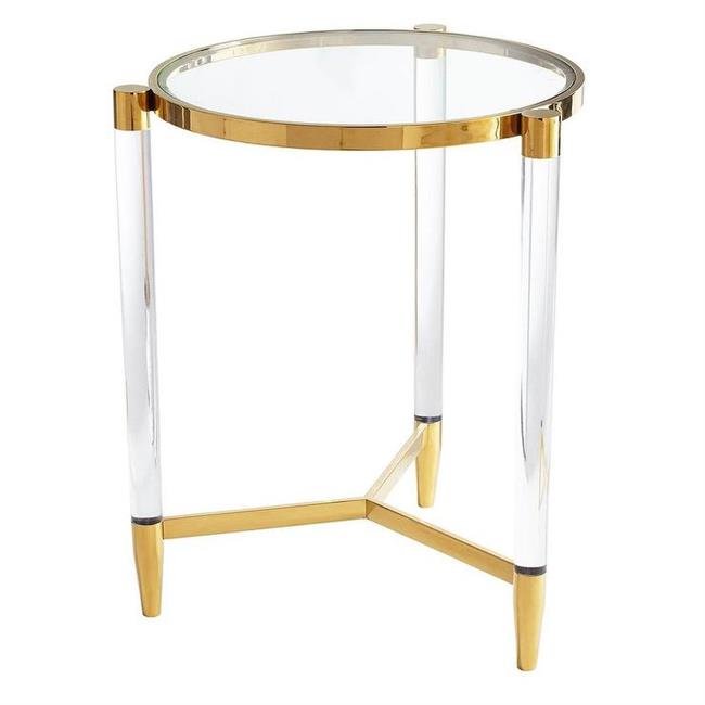 Hot Selling Round Side Table Gold Acrylic Table Stainless Steel Brass Table