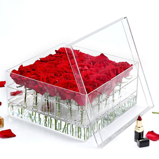 Transparent Custom Acrylic Luxury Flower Gift Box Clear Acrylic Flower Box