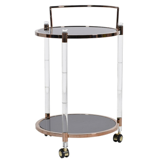 Acrylic Round Cart Plastic Tea Trolley with 3 Wheels for Hotel Housekeeping Service