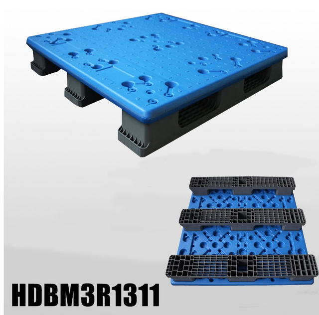 Palet de plástico moldeado por soplado con capacidad de carga extra alta 1300x1100x150mm