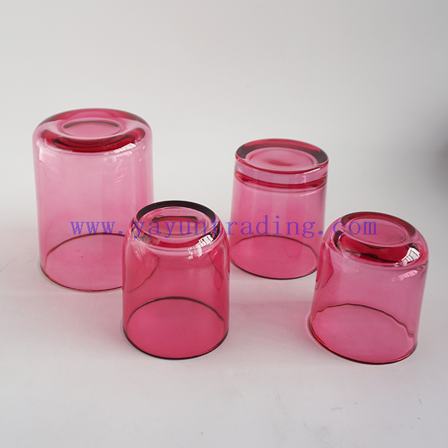 wholesale 600ml 300ml 250ml 180ml gold silver rim empty translucent pink glass jar candle holders