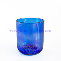 Luxury Iridescent Cobalt Blue Glass Candle Jar for Home Decor
