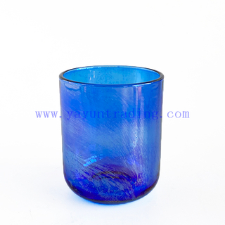 Luxury Iridescent Cobalt Blue Glass Candle Jar for Home Decor