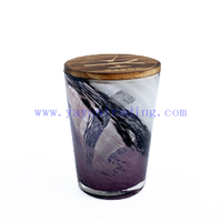 Luxury Empty Custom Handblown Glass Candle Jar with Wooden Lid