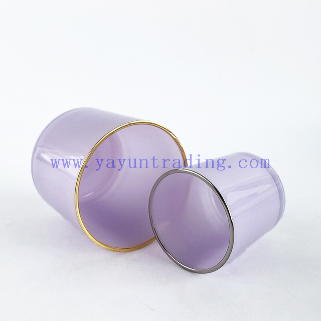 250ml 395ml 480ml gold silver rim for white candle holder glass luxury candle  vessels with lids