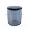 Custom Empty Glossy Gray Glass Candle Holder for Decor With Ceramic Lid