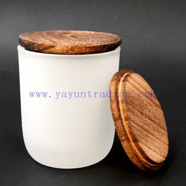 260ml Round Bottom Gift Decorate Frosted Translucent Glass Candle Jar