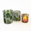 Set 3 Modern Sandblasted Decal Logo Pattern Glass Candle Holder