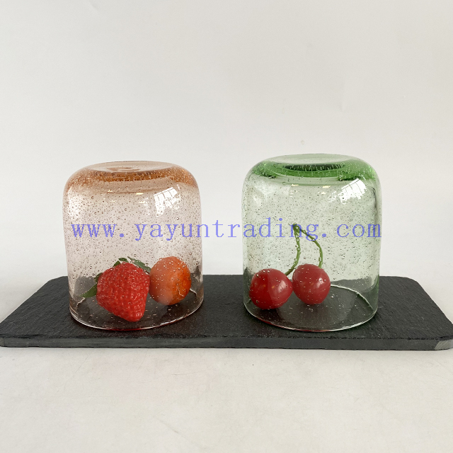 yayun news arrival bubble glass candle jars pink green glass candle tumblers 10oz