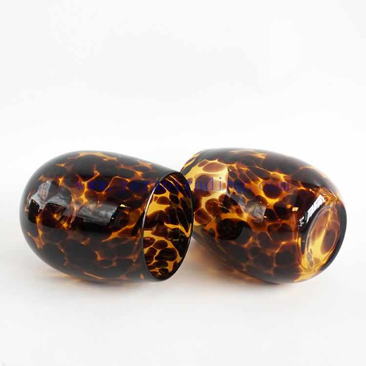 Yayun New design egg shape amber tortoise candle jars empty glass ball tealight holder 16oz for wedding centerpieces